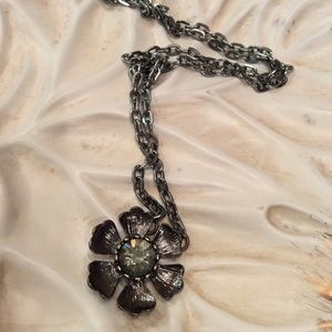 Handmade gunmetal blue chain & vintage style charm